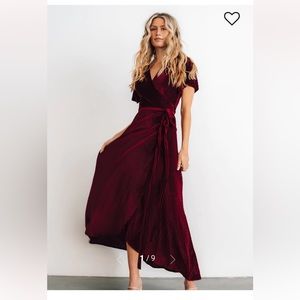 Velvet ribbed wrap maxi dress